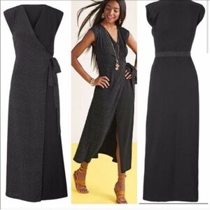 CAbi Black Polka Dot Wrap Dress